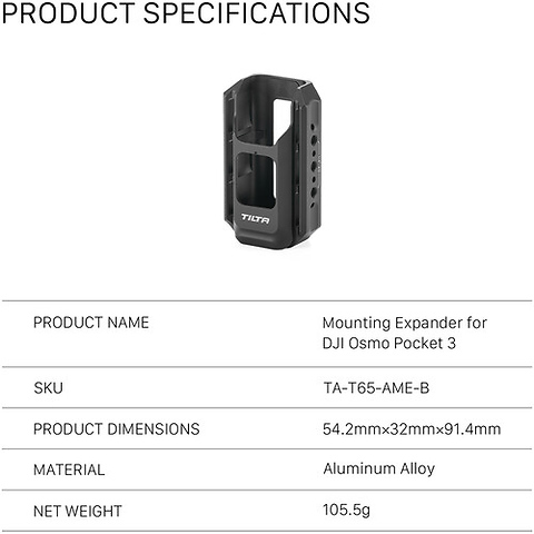 Accessory Mounting Expander for DJI Osmo Pocket 3 (Black) Image 11