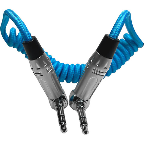 Coiled 3.5mm Right-Angle TRS Stereo Audio Cable (12 to 24 in.) Image 1