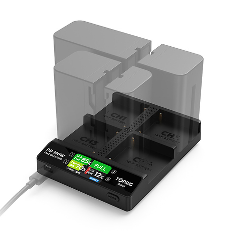 TOPRIG 100W 4-Bay NP-F Fast Charger Image 1