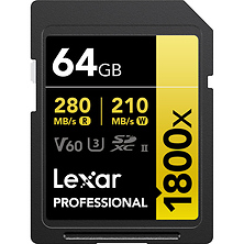 64GB Professional GOLD Series 1800x UHS-II SDXC Memory Card Image 0