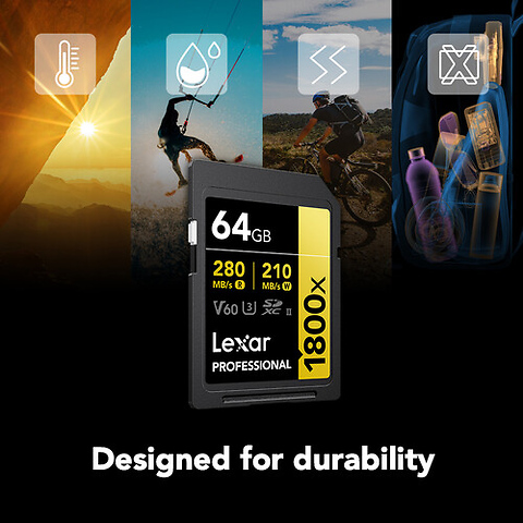 64GB Professional GOLD Series 1800x UHS-II SDXC Memory Card Image 4