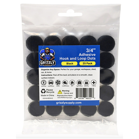 .75 in. Black Adhesive Hook and Loop Dot (25 Pack) Image 1