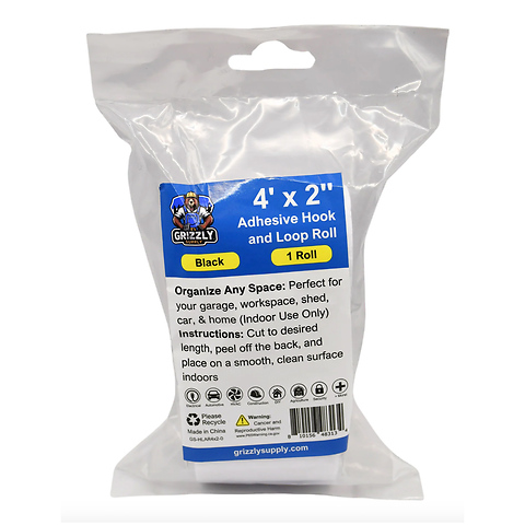 4 ft. x 2 in. Black Adhesive Hook and Loop Roll Image 2