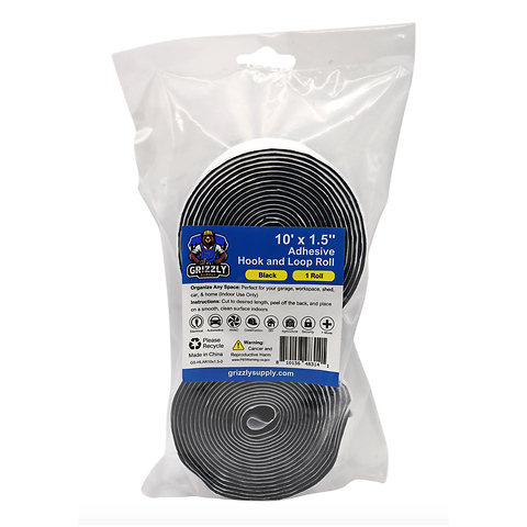 10 ft. x 1.5 in. Black Adhesive Hook and Loop Roll Image 2