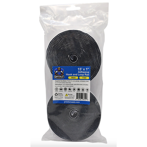 15 ft. x 1 in. Black Adhesive Hook and Loop Roll Image 2