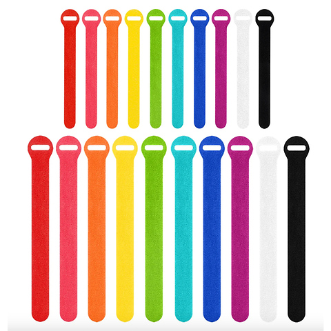 5 in., 8 in. Colored Hook and Loop Cable Tie (20 Pack) Image 0
