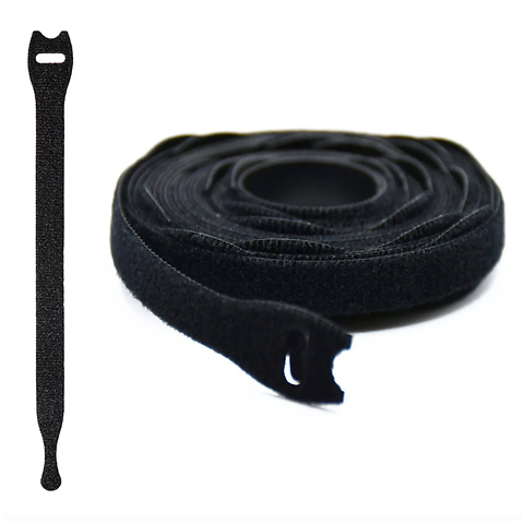 8 in. Black Back to Back Hook and Loop Cable Tie (25 Pack) Image 0