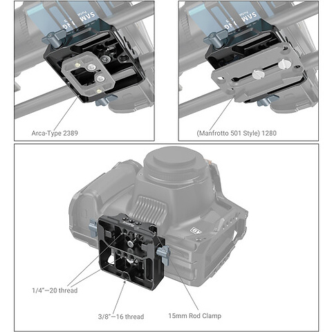 Universal Camera Baseplate with 15mm LWS Rod Clamp Image 7