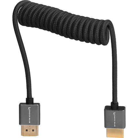 Coiled High-Speed HDMI 2.0 Braided Cable (12 to 24 in., Raven Black) Image 2