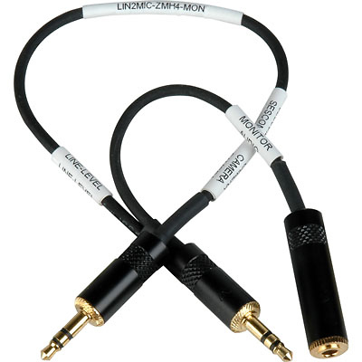 3.5mm Line to Mic for Zoom H4N with Headphone Monitoring Jack Image 0